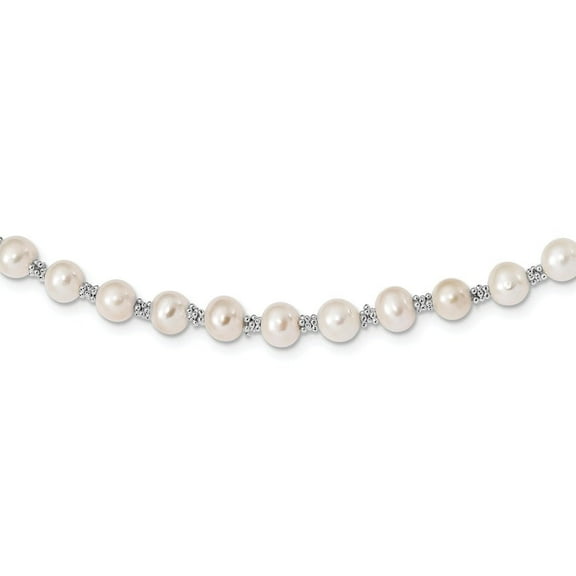 Auriga Fine Jewelry 925 Sterling Silver Rhodium-plated White FW Cultured Pearl Necklace for Women 18"