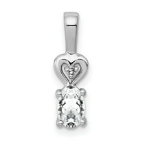 Auriga Fine Jewelry 925 Sterling Silver Rhodium-plated White Topaz & Diamond Pendant for Women (L-16mm, W-5mm)