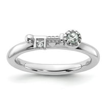 Auriga Fine Jewelry 925 Sterling Silver Rhodium-plated White Topaz Key Ring for Women Size- 6