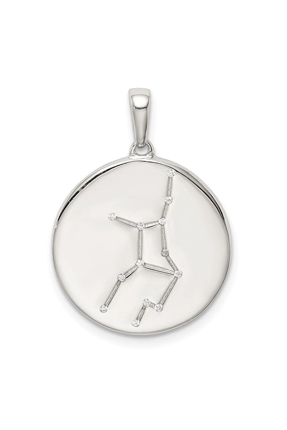 Fine Jewelry 925 Sterling Silver Rhodium-plated and CZ Virgo Zodiac Pendant for Women