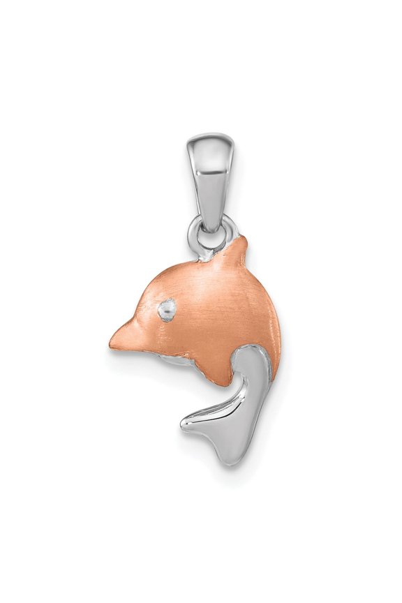 Fine Jewelry 925 Sterling Silver Rose Gold-plated Brushed Dolphin Pendant for Women