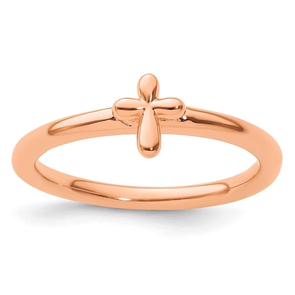 Auriga Fine Jewelry 925 Sterling Silver Rose Gold-plated Cross Ring for Women Size 10