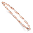 thumbnail image 1 of Auriga Fine Jewelry 925 Sterling Silver Rose-Tone Satin/Polish Twisted 3mm Hinged Bangle 7inch for Women, 1 of 5