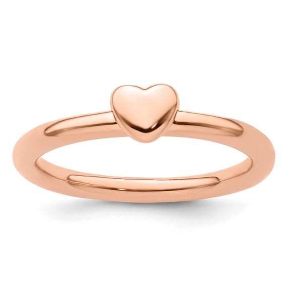 Auriga Fine Jewelry 925 Sterling Silver Rose-plated Puffed Heart Ring Size 10for Women