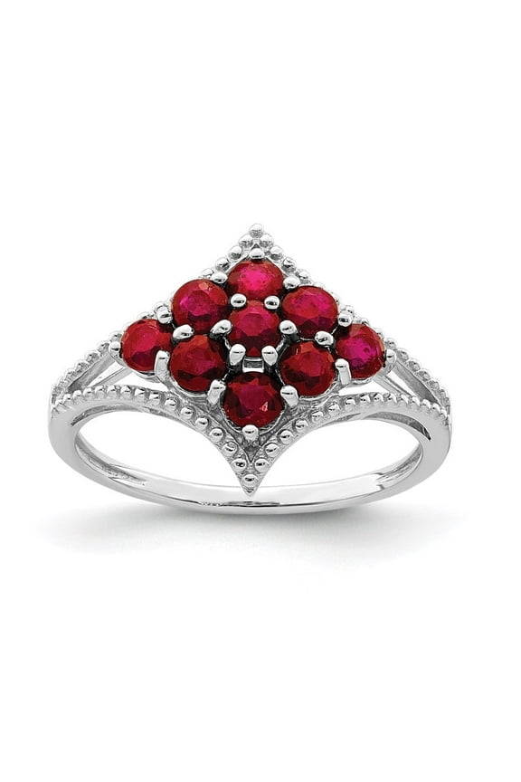 Fine Jewelry Mother's Day Gift 925 Sterling Silver Round Ruby Cluster Ring for Women Size 8