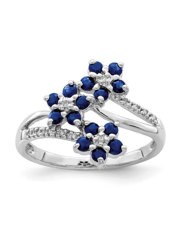 Fine Jewelry 925 Sterling Silver Round Cut Sapphire Engagement Ring Size 8 for Women