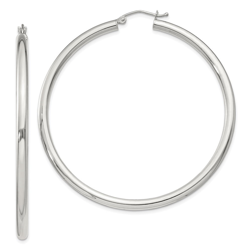 Auriga Fine Jewelry 925 Sterling Silver Round Hoop Earrings for Women (L-57mm, W-55mm)