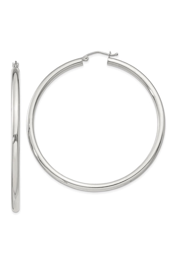 Fine Jewelry 925 Sterling Silver Round Hoop Earrings for Women (L-57mm, W-55mm)