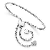 Auriga Fine Jewelry 925 Sterling Silver Round Rectangle Box Heart Bolo Bracelet 9inch Valentine's Day Gift for Women