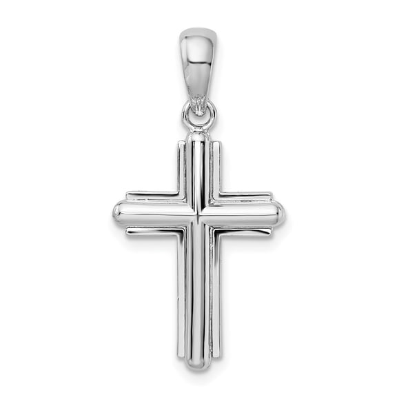 Auriga Fine Jewelry 925 Sterling Silver Rounded Cross with Frame Pendant for Women
