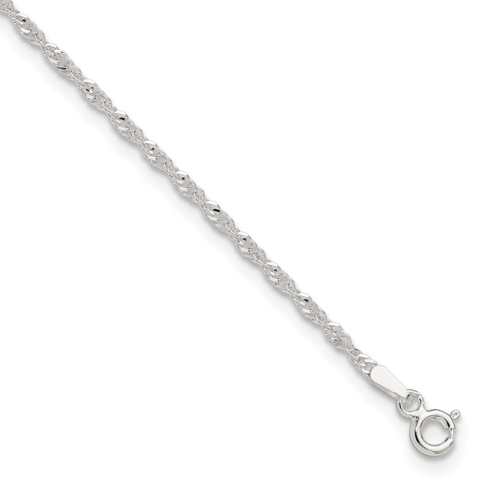 Auriga Fine Jewelry 925 Sterling Silver Singapore Chain Anklet 9inch for Women