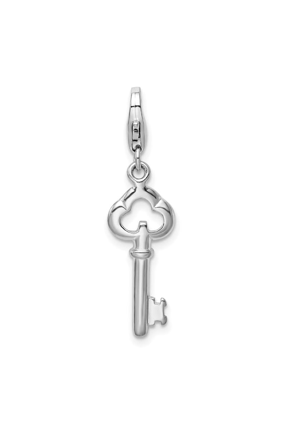 Fine Jewelry 925 Sterling Silver Skeleton Key Charm Pendant for Women (L- 40mm, W- 8mm)