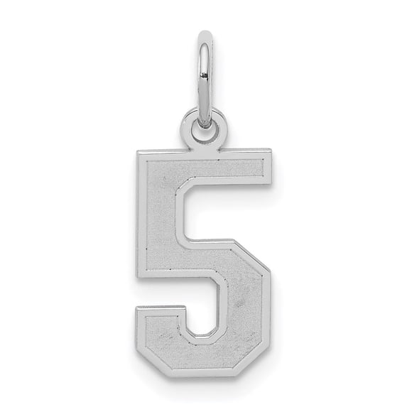 Auriga Fine Jewelry 925 Sterling Silver Satin Number 5 Charm Pendant for Women (L- 19mm, W- 7mm)