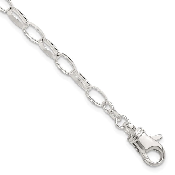 Auriga Fine Jewelry 925 Sterling Silver Solid Fancy Link Anklet 10inch for Women