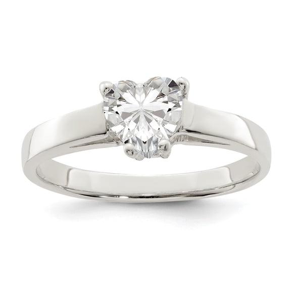 Auriga Fine Jewelry 925 Sterling Silver Solitaire Heart CZ Ring Size 6 for Women