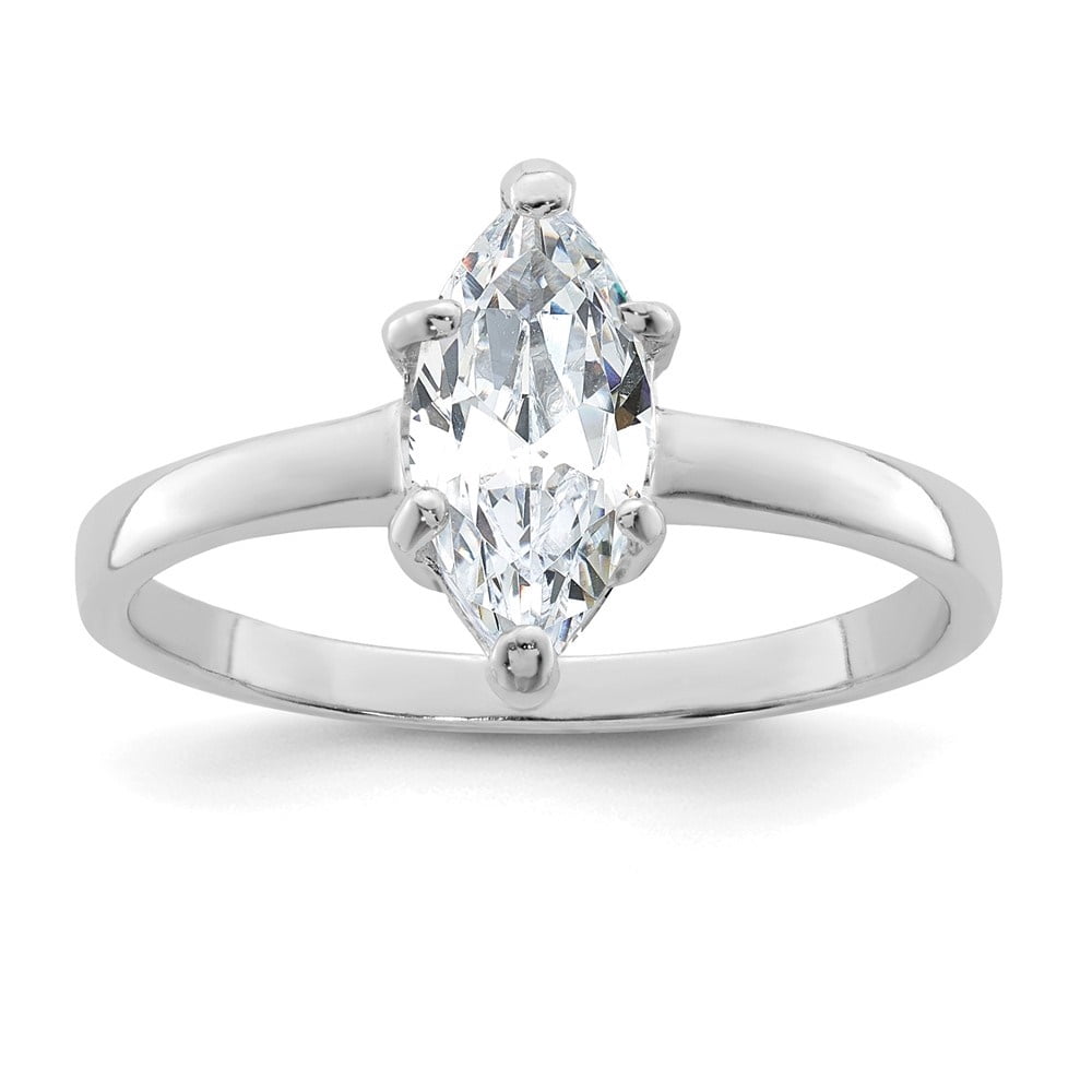 Auriga Fine Jewelry 925 Sterling Silver Solitaire Marquise Cubic Zirconia Engagement Ring Size 8 for Women