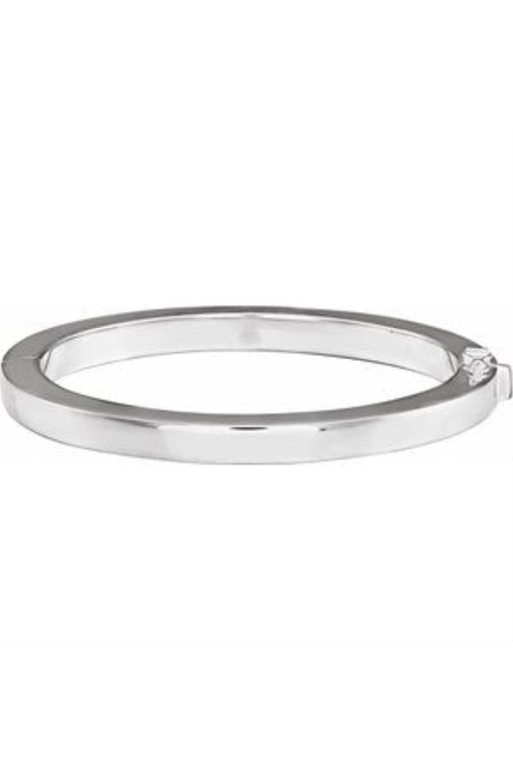 Fine Jewelry 925 Sterling Silver Square Tube Hinged Bangle Bracelet for Women 7"