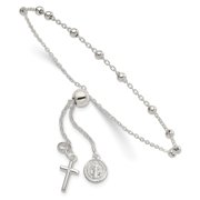 Auriga Fine Jewelry 925 Sterling Silver St. Benedict Adjustable Rosary Bracelet for Women