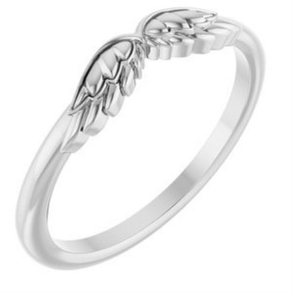 Auriga Fine Jewelry 925 Sterling Silver Stackable Angel Wings Ring for Women Size 7
