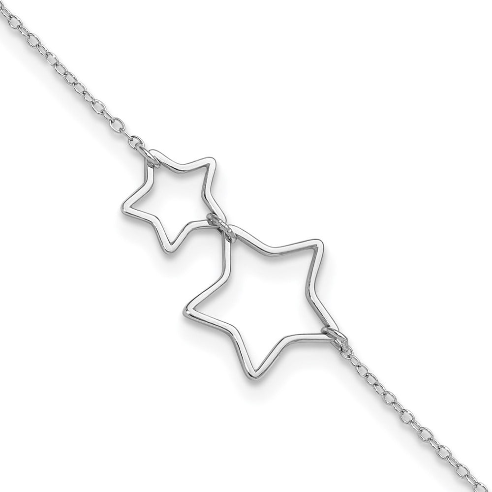 Auriga Fine Jewelry 925 Sterling Silver Stars Anklet 9inch Plus 2 in ext. for Women