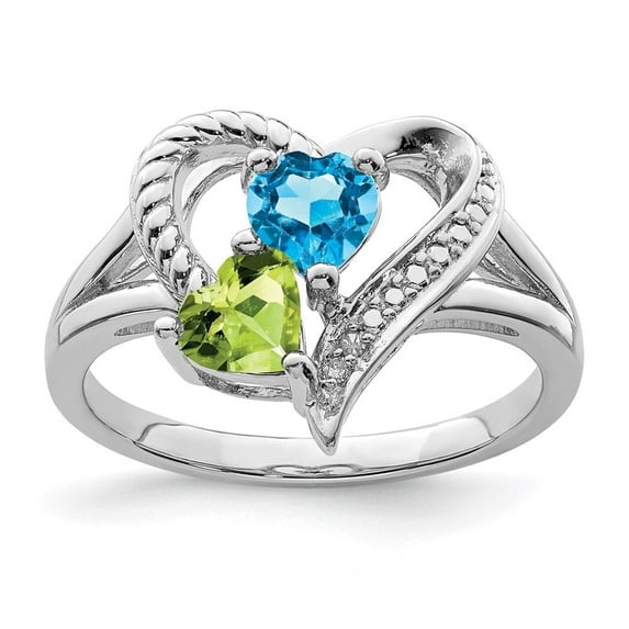 Auriga Fine Jewelry 925 Sterling Silver Topaz and Diamond Engagement Ring Size 9 for Women