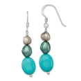 thumbnail image 1 of Auriga Fine Jewelry 925 Sterling Silver Turquoise, Grey and Green FWC Pearl Dangle Earrings for Women, 1 of 5