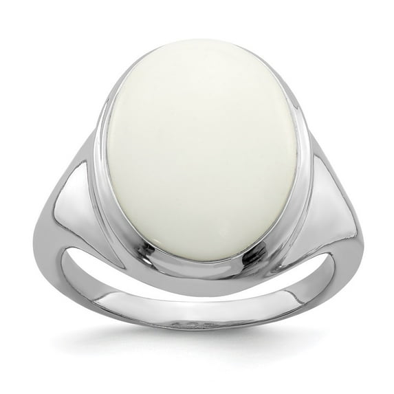Auriga Fine Jewelry 925 Sterling Silver White Agate Ring Size 7 for Women