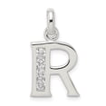 thumbnail image 1 of Auriga Fine Jewelry 925 Sterling Silver White CZ Letter R Initial Pendant for Women, 1 of 6