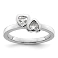thumbnail image 1 of Auriga Fine Jewelry 925 Sterling Silver White Topaz Double Heart Ring Size 10for Women, 1 of 6