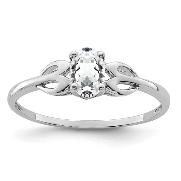 Auriga Fine Jewelry 925 Sterling Silver White Topaz Solitaire Engagement Ring Size 7 for Women