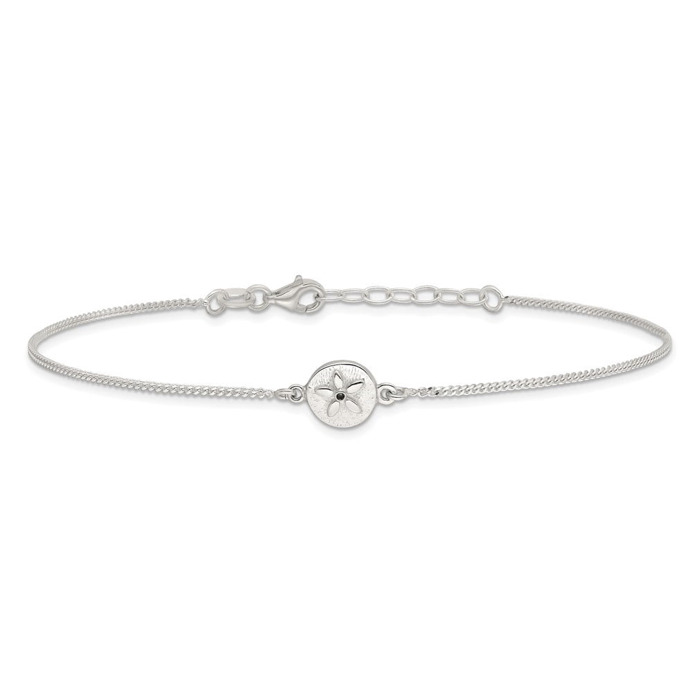 Auriga Fine Jewelry 925 Sterling Silver With Cubic Zirconia Sand Dollar Anklet 9inch for Women