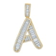 thumbnail image 1 of Auriga Fine Jewelry 925 Sterling Silver Yellow-Tone Baguette CZ Initial Letter A Charm Pendant for Women, 1 of 4