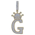 thumbnail image 1 of Auriga Fine Jewelry 925 Sterling Silver Yellow-Tone Initial Letter G Crown Charm Pendant for Women, 1 of 4