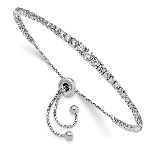 Auriga Fine Jewelry 925 Sterling Silver Zirconia Bolo Bracelet for Women