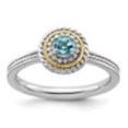 thumbnail image 1 of Auriga Fine Jewelry 925 Sterling Silver and 14K Silver Blue Topaz Ring for Women Size 10, 1 of 4