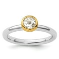 thumbnail image 1 of Auriga Fine Jewelry 925 Sterling Silver w/Gold-plated White Topaz Ring for Women Size 5, 1 of 6