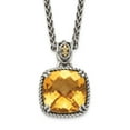 thumbnail image 1 of Auriga Fine Jewelry 925 Sterling Silver with 14K Accent Antiqued Checkerboard Cushion Citrine Necklace for Women 18", 1 of 6