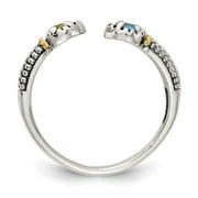 AURIGA Fine Jewelry 925 Sterling Silver with 14K Accent Antiqued Round Topaz and Peridot Ring for Women Size 6