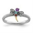 thumbnail image 1 of Auriga Fine Jewelry 925 Sterling Silver with 14K Gemstone with Diamond Dragonfly Ring for Women Size 10, 1 of 4