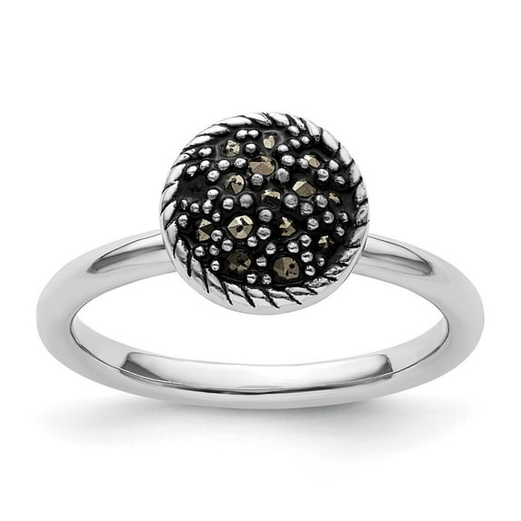 Auriga Fine Jewelry 925 Sterling Silver Marcasite Ring for Women Size 7