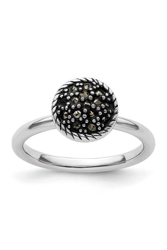 Fine Jewelry 925 Sterling Silver Marcasite Ring for Women Size 7