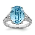 thumbnail image 1 of Auriga Fine Jewelry 925 Sterling Silver with 14K Rhodium-plated Polished CZ & Blue Crystal Ring Size 8 for Women, 1 of 5