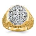 thumbnail image 1 of Auriga Fine Jewelry Father's Day Gift 10K Two-tone Gold Men's Textured 1 5/8 Carat Diamond Oval Cluster Ring Size- 10, 1 of 5