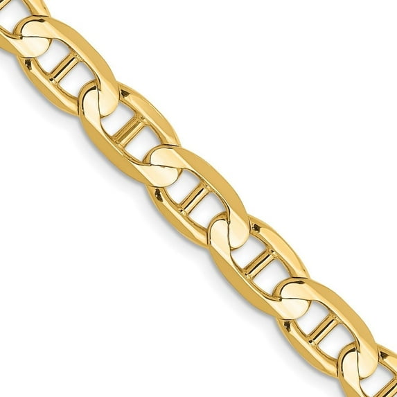 Auriga Fine Jewelry 10K Yellow Gold 6.25 mm Concave Anchor Chain Necklace for Men 24"