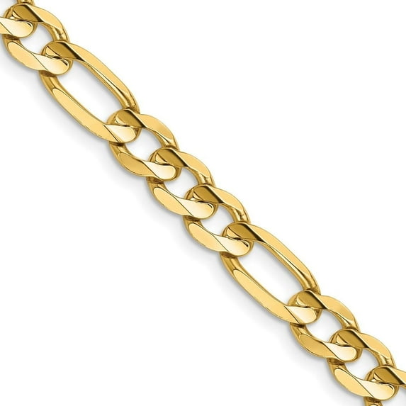 Auriga Fine Jewelry 14K Yellow Gold 6.75 mm Concave Open Figaro Chain Necklace for Men 28"