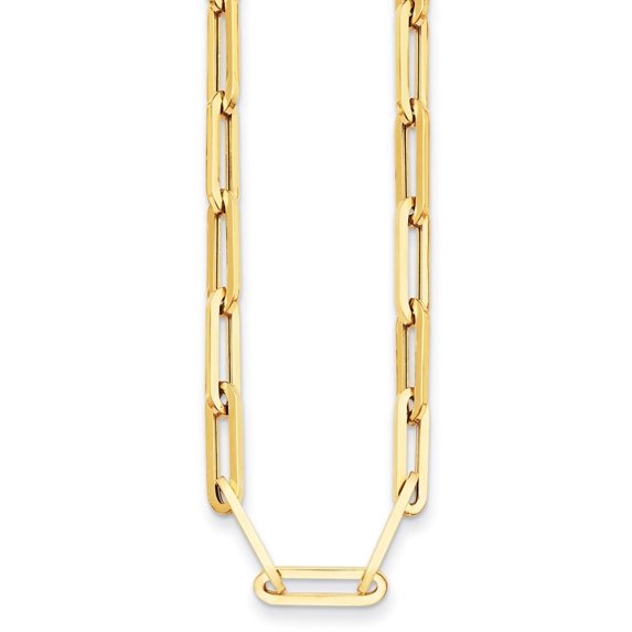 Auriga Fine Jewelry 14K Yellow Gold 7 mm hollow Paperclip Link Chain Necklace for Men 20"