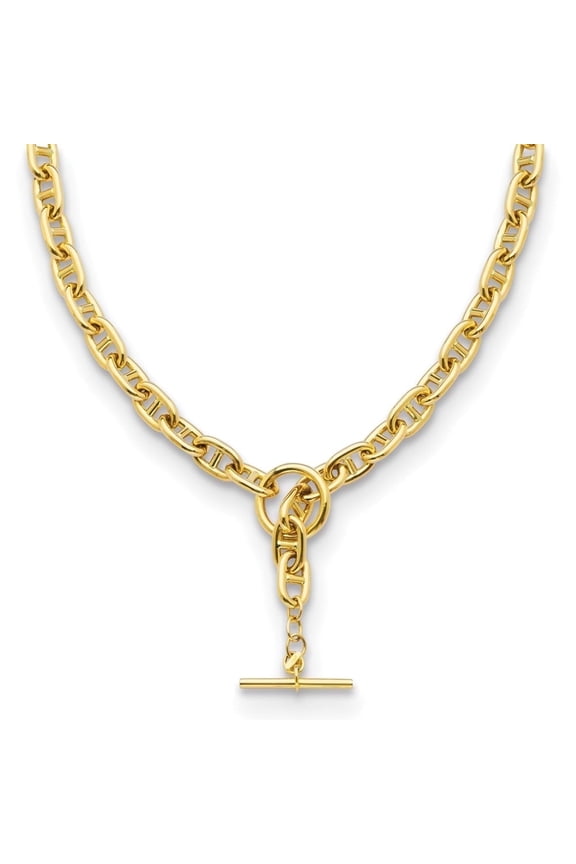 Fine Jewelry 14K Yellow Gold 8 mm Anchor Link Y-drop Toggle Chain Necklace for Men 20"