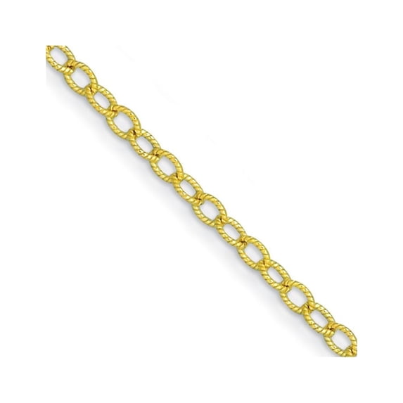 Auriga Fine Jewelry 14K Yellow Gold Textured 6 mm Solid Oval Link Chain Necklace for Men 30"