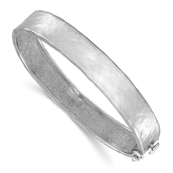 Auriga Fine Jewelry 18K White Gold Hammered 11mm Solid Hinged Bangle for Men