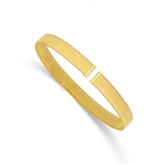 Auriga Fine Jewelry 18K Yellow Gold Polished and Textured 7.25mm Cuff Bangle for Men